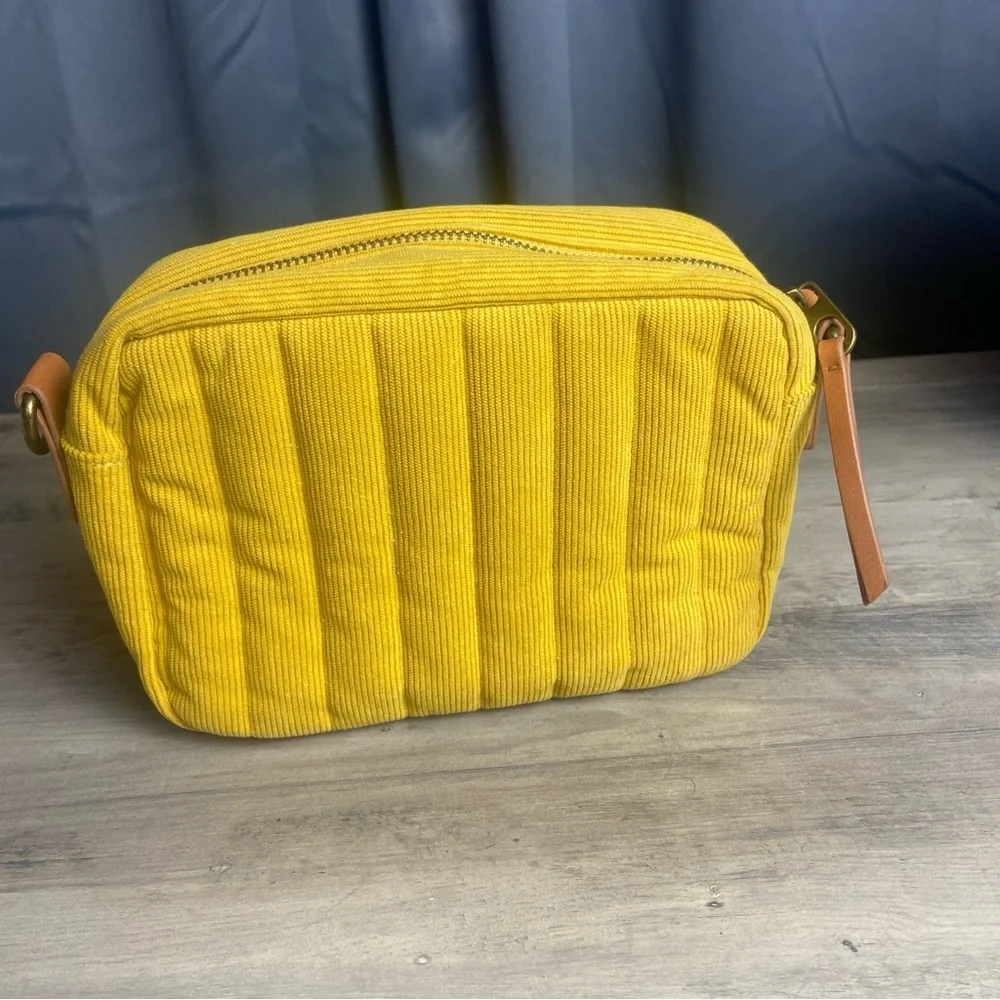 Mustard Yellow Quilted Corduroy Women's‎ Clutch Bag